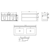 Nueva Bathware Laulea 1200mm Wall Hung Double Vanity with Ceramic Countertop