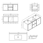 Nueva Bathware Nohoana 1200mm Matte White Wall Hung Single Vanity with Ceramic Countertop