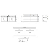 Nueva Bathware Laulea 1500mm Wall Hung Double Vanity with Ceramic Countertop