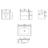 Nueva Bathware Laulea 600mm Wall Hung Single Vanity with Ceramic Countertop