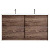 Nueva Bathware Malie 1500mm Notaio Walnut Freestanding Double Vanity with Ceramic Countertop