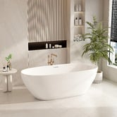 Nueva Bathware Pilato Acrylic Freestanding Bath with Bronze Wall Mixer Set