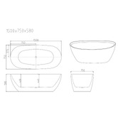 Nueva Bathware Pilato Acrylic Freestanding Bath with Bronze Wall Mixer Set