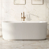 Nueva Bathware Salem Oval Acrylic Freestanding Bath with Brushed Gold Wall Mixer Set