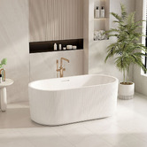 Nueva Bathware Salem Oval Acrylic Freestanding Bath with Brushed Gold Wall Mixer Set