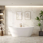 Nueva Bathware Nevada Acrylic Freestanding Bath with Antique Brass Wall Mixer Set