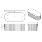 Nueva Bathware Salem Oval Acrylic Freestanding Bath with Brushed Gold Wall Mixer Set