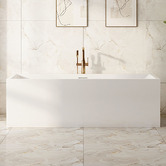 Nueva Bathware Albany Rectangular Acrylic Freestanding Bath with Floor Mounted Spout &amp; Mixer Package