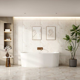 Nueva Bathware Montana Oval Acrylic Back to Wall Bath with Spout &amp; Wall Mixer Package