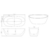 Nueva Bathware Bellevue Oval Acrylic Freestanding Bath with Spout &amp; Wall Mixer Package