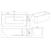 Nueva Bathware Bessemer Rectangular Acrylic Back to Wall Bath with Antique Brass Wall Mixer Set