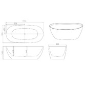 Nueva Bathware Bellevue Oval Acrylic Freestanding Bath with Spout &amp; Wall Mixer Package
