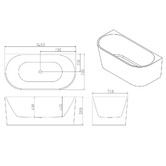 Nueva Bathware Montana Oval Acrylic Back to Wall Bath with Spout &amp; Wall Mixer Package