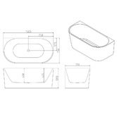 Nueva Bathware Montana Oval Acrylic Back to Wall Bath with Spout &amp; Wall Mixer Package