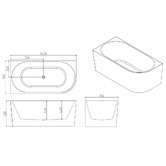 Nueva Bathware Costa Oval Acrylic Corner Bath with Spout &amp; Wall Mixer Package