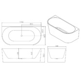 Nueva Bathware Montana Oval Acrylic Back to Wall Bath with Spout &amp; Wall Mixer Package