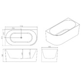 Nueva Bathware Costa Oval Acrylic Corner Bath with Spout &amp; Wall Mixer Package