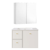 Nueva Bathware Nohoana 750mm Matte White Wall Hung Vanity &amp; Mirror Cabinet Package