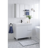 Nueva Bathware Nohoana 750mm Matte White Wall Hung Vanity &amp; Mirror Cabinet Package