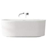 Nueva Bathware Ciri Gloss White Acrylic Fluted Freestanding Bath &amp; Wall Mixer Set