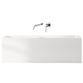 Nueva Bathware Albany Gloss White Rectangular Acrylic Freestanding Bath &amp; Wall Mixer Set