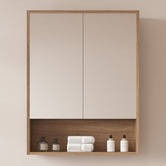 Nueva Bathware Horizon 600mm Light Oak Mirrored Shaving Cabinet with Open Shelf