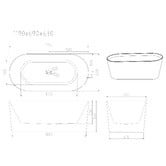 Nueva Bathware Amalfi 1190mm Gloss White Acrylic Freestanding Bath with Overflow