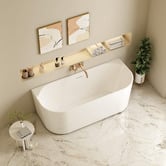 Nueva Bathware Muse 1190mm Gloss White Acrylic Back to Wall Bath with Overflow