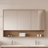 Nueva Bathware Horizon 1200mm Light Oak Mirrored Shaving Cabinet with Open Shelf