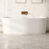 Nueva Bathware Muse 1190mm Gloss White Acrylic Back to Wall Bath with Overflow