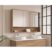 Nueva Bathware Horizon 1200mm Light Oak Mirrored Shaving Cabinet with Open Shelf
