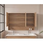 Nueva Bathware Horizon 1200mm Light Oak Mirrored Shaving Cabinet with Open Shelf