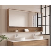 Nueva Bathware Horizon 1500mm Light Oak Mirrored Shaving Cabinet with Open Shelf