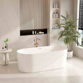 Nueva Bathware Amalfi 1190mm Gloss White Acrylic Freestanding Bath with Overflow