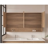 Nueva Bathware Horizon 1500mm Light Oak Mirrored Shaving Cabinet with Open Shelf