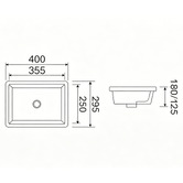Nueva Bathware Novo 400mm Gloss White Rectangular Undermount Basin