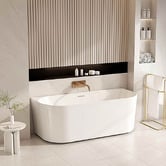 Nueva Bathware Muse 1190mm Gloss White Acrylic Back to Wall Bath with Overflow
