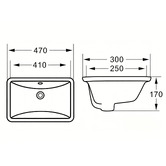 Nueva Bathware Novo 470mm Gloss White Rectangular Undermount Basin