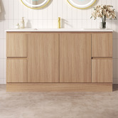 Nueva Bathware Byron 1500mm Light Oak Freestanding Vanity with Removable Kickboard