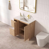 Nueva Bathware Byron 900mm Light Oak Freestanding Vanity with Removable Kickboard