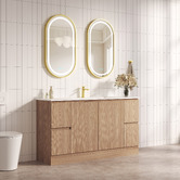 Nueva Bathware Byron 1500mm Light Oak Freestanding Vanity with Removable Kickboard