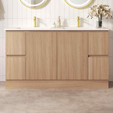 Nueva Bathware Byron 1500mm Light Oak Freestanding Double Vanity with Removable Kickboard