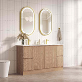 Nueva Bathware Byron 1500mm Light Oak Freestanding Double Vanity with Removable Kickboard
