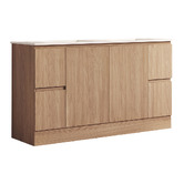 Nueva Bathware Byron 1500mm Light Oak Freestanding Double Vanity with Removable Kickboard