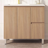 Nueva Bathware Byron 900mm Light Oak Freestanding Vanity with Removable Kickboard