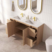 Nueva Bathware Byron 1500mm Light Oak Freestanding Double Vanity with Removable Kickboard