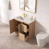 Nueva Bathware Byron 900mm Light Oak Freestanding Vanity with Removable Kickboard