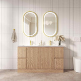 Nueva Bathware Byron 1500mm Light Oak Freestanding Double Vanity with Removable Kickboard