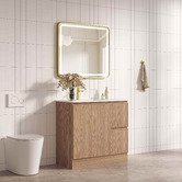 Nueva Bathware Byron 900mm Light Oak Freestanding Vanity with Removable Kickboard