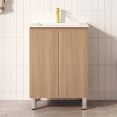 Nueva Bathware Byron 600mm Light Oak Freestanding Vanity with Removable Kickboard